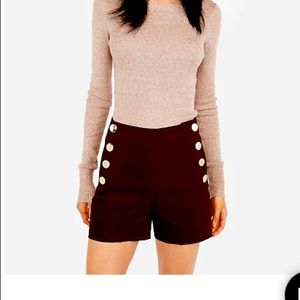 Express high waisted sailor midi shorts with gold buttons